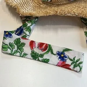 ECHO Tan Raffia Sunhat w/ Multi-Color Floral Print Silk Tie, NWT! Echo | Accessories | Echo Tan Raffia Sunhat W Multicolor  main image 3